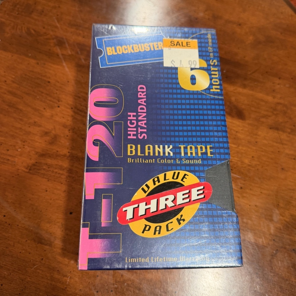 Blockbuster T-120 High Standard Blank VHS Tape 3-Pack 6 Hours